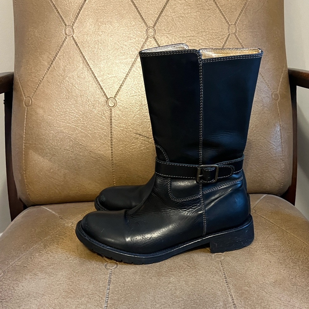 J Crew Leather Ryder Mid-calf Buckle strap Moto Size 6.5